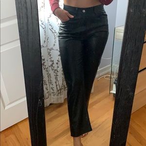 Leather Straight Leg Cut Pants